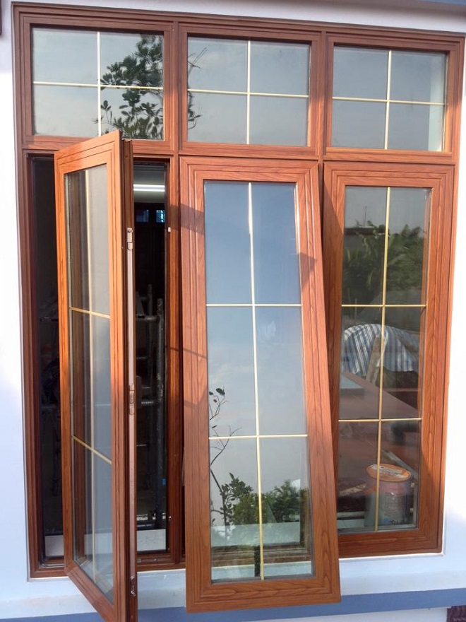 Thiết kế cửa sổ nhôm xingfa màu gỗ